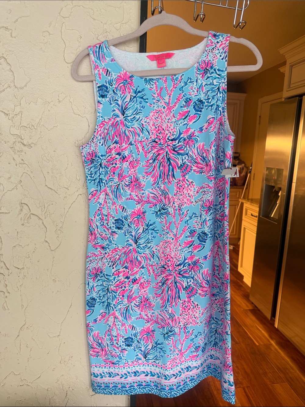 Sleeveless Blue & Pink Floral Shift Dress